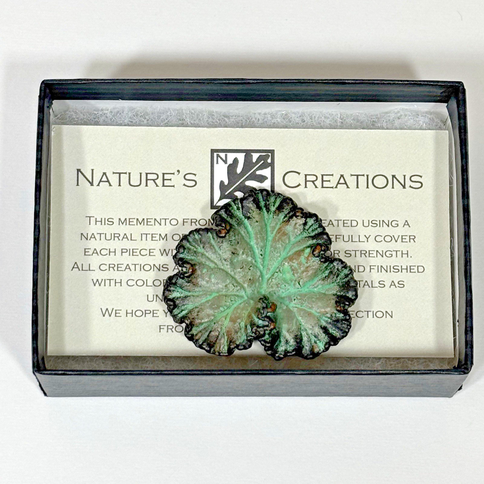 Nature’s Creations Lot of 2 Brooch Pin Copper Arborvitae Thujas & Geranium Leaf
