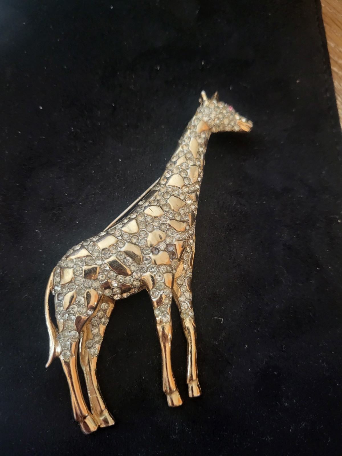 Vtg Signed Coro??GIRAFFE BROOCH Gold Tone Vintage Book piece Missing 4 Stones