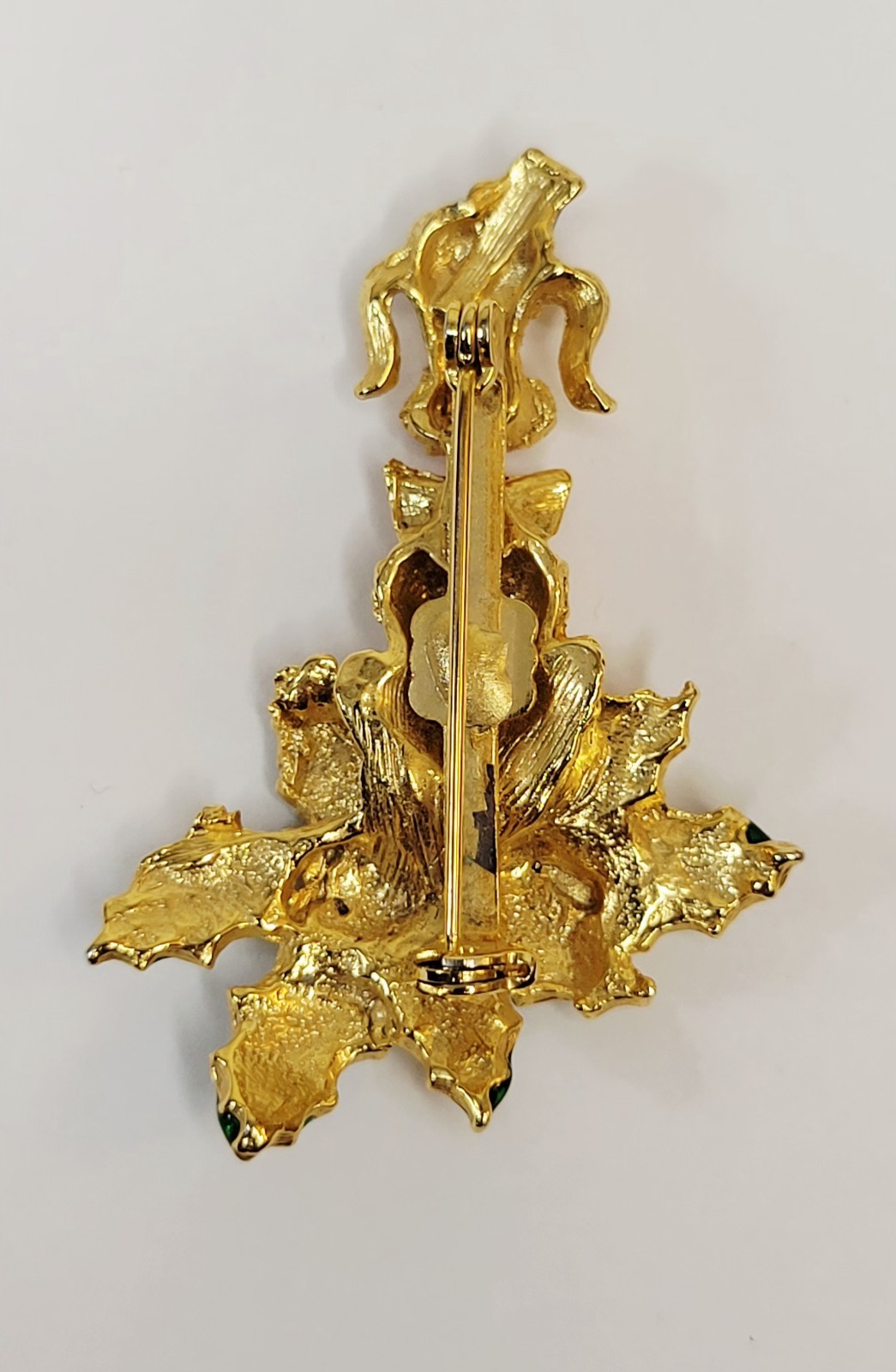 Vintage 1950’s Gold-Tone Christmas Poddle Brooch With Enamel Approximately 2″