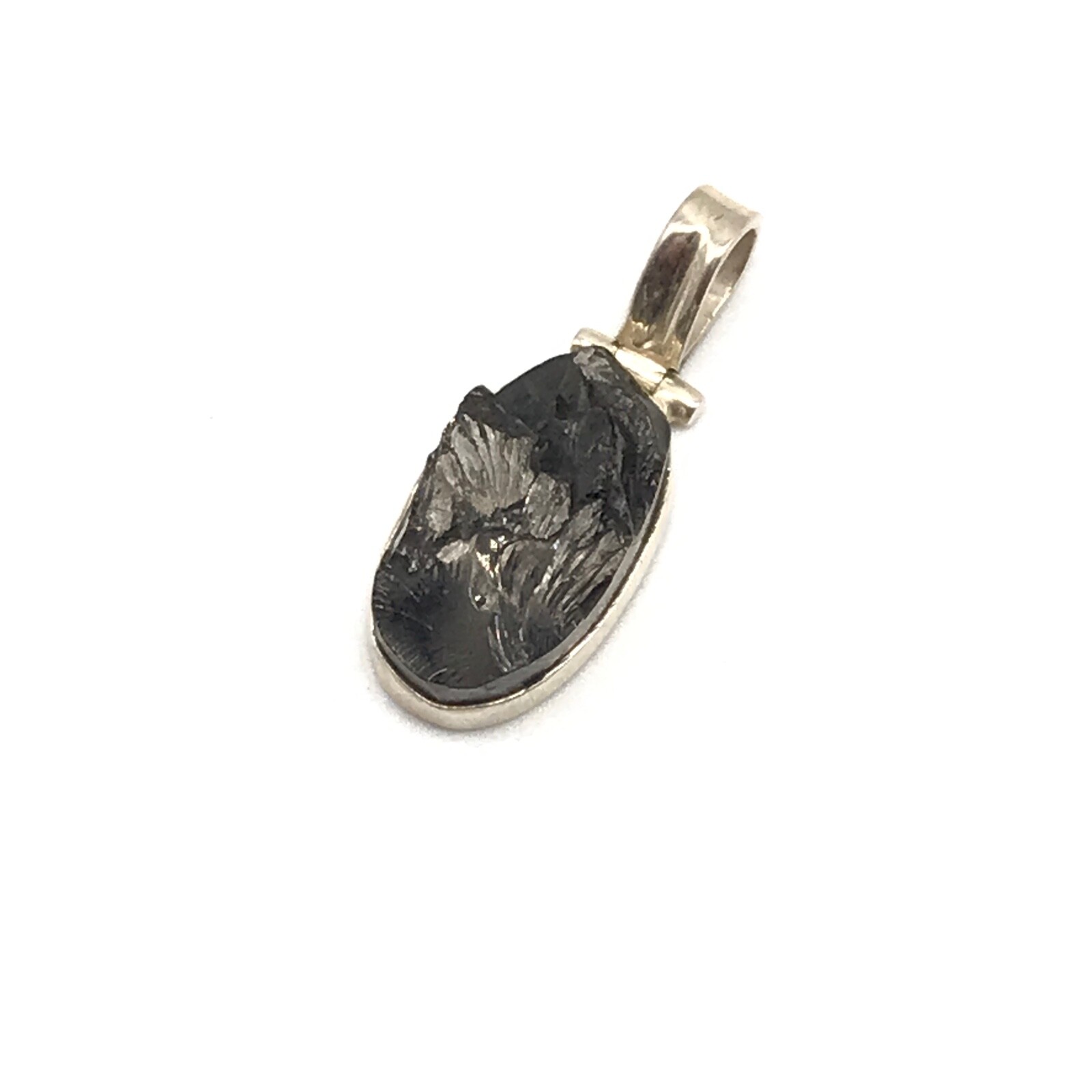 925 Sterling Silver Vintage Gray Obsidian Gemstone Pendant