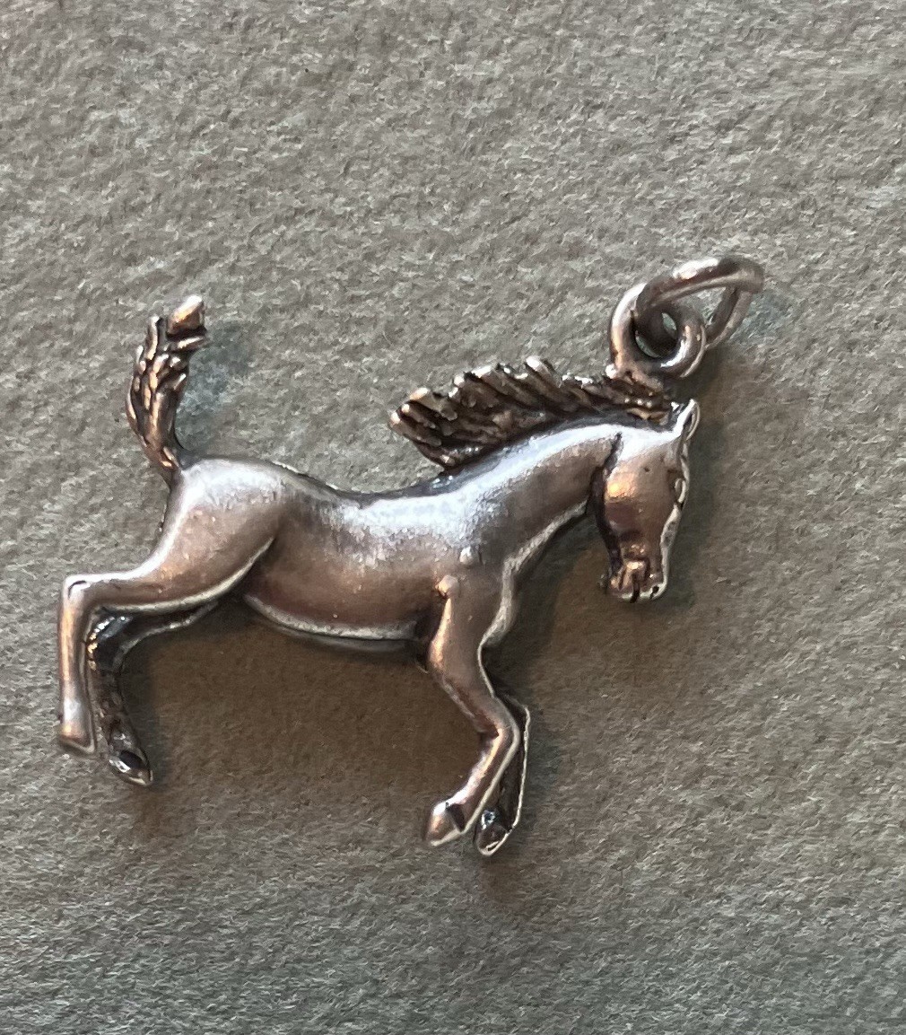 Vintage Sterling Silver Charm Of Horse Prancing Running For The Equestrian