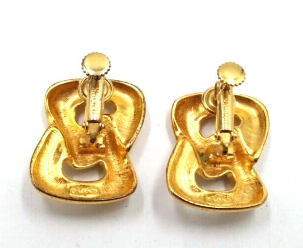 Vintage 1980’s Napier Gold Tone Figure 8 Knot Adjustable Clip-On 1″ Earrings