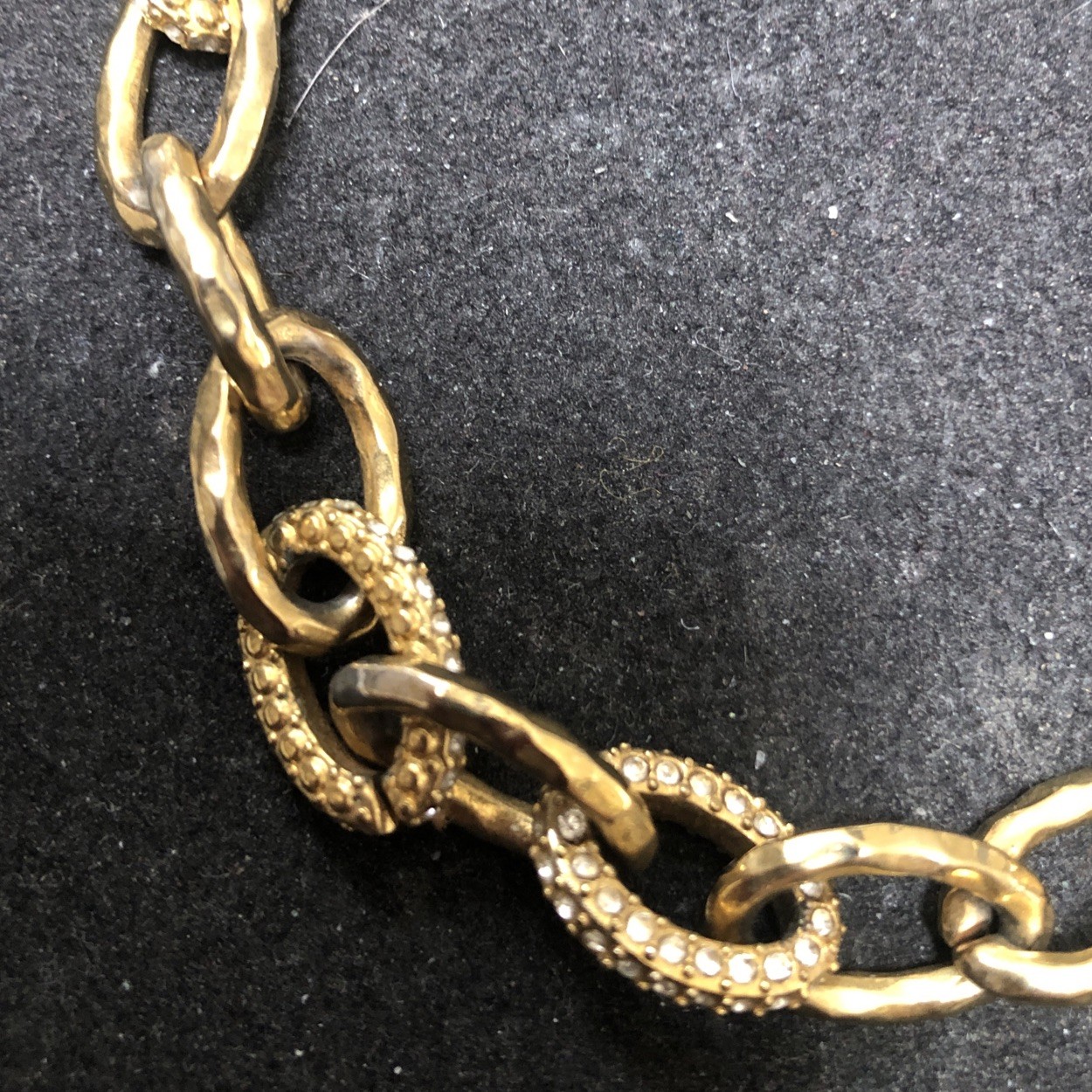 Vintage Signed Stella & Dot Gold Tone with Crystals Chain Links Necklace