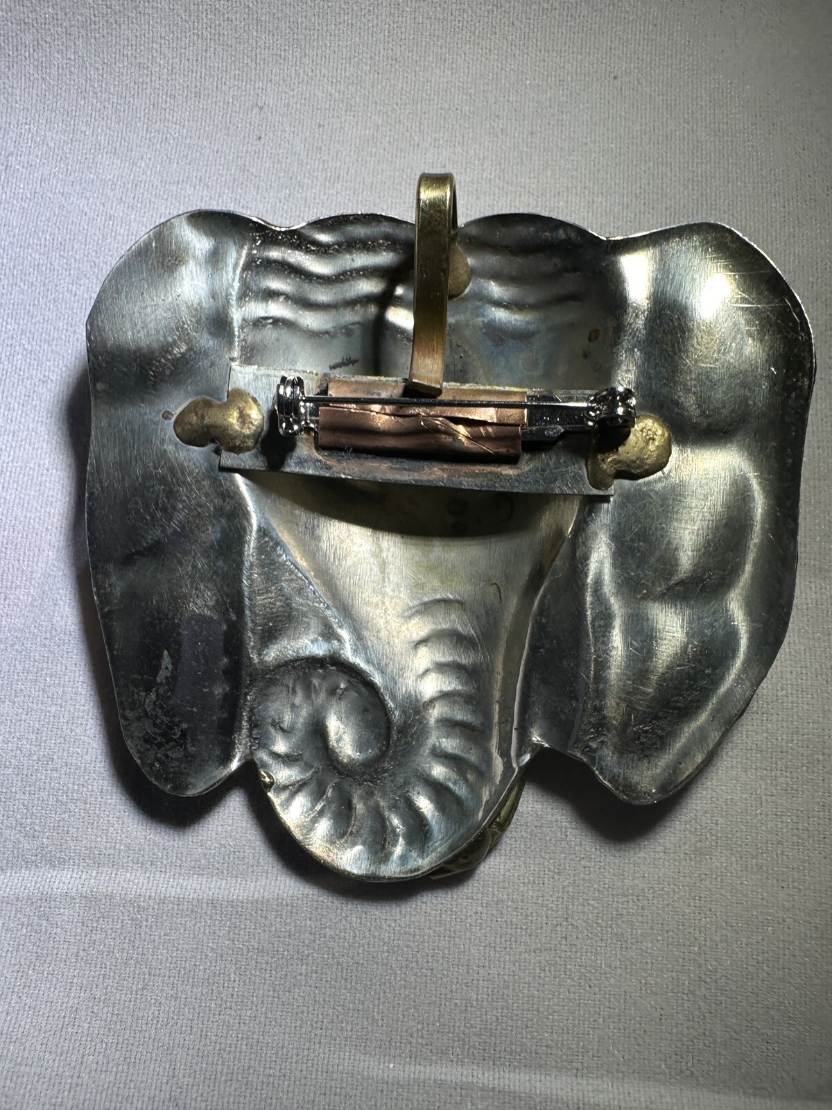 Mixed Metal Brass Elephant Can Be Worn as Brooch or Pendant Handmade Vintage