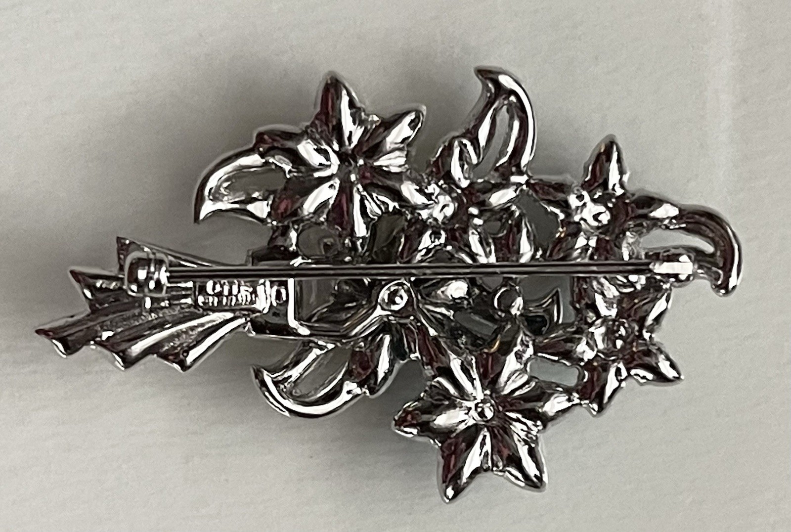 Vintage OTIS Sterling Silver Multicolor Rhinestone Floral Bouquet Pin Brooch