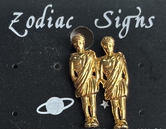 Vintage Gemini Gold-Toned Twin Pin; Astrology Zodiac Fashion;May/June B-day