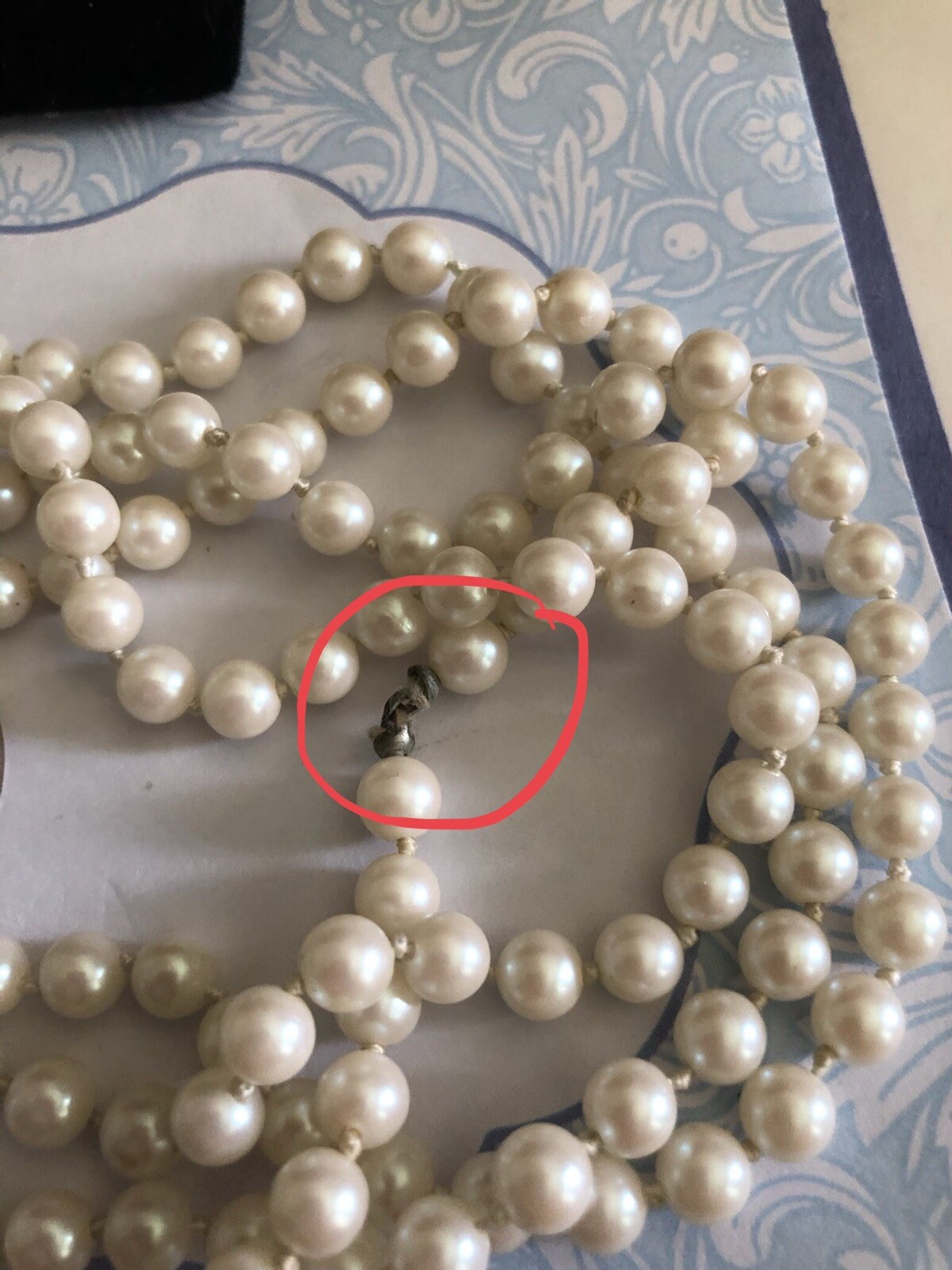 Vintage Mid Century Modern Faux Hand Knotted Pearl Strand ~ No Clasp ~ 27 1/4”