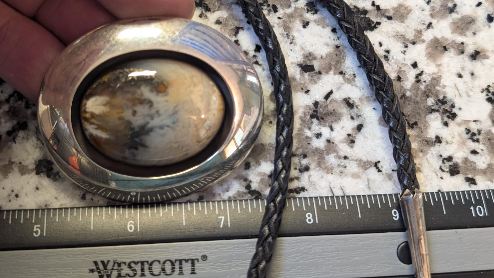 VTG STERLING SILVER BOLO SIGNED ABOUT 36 1/2″ LONG CORD BOLO WEIGHS 50.5+ GRAMS