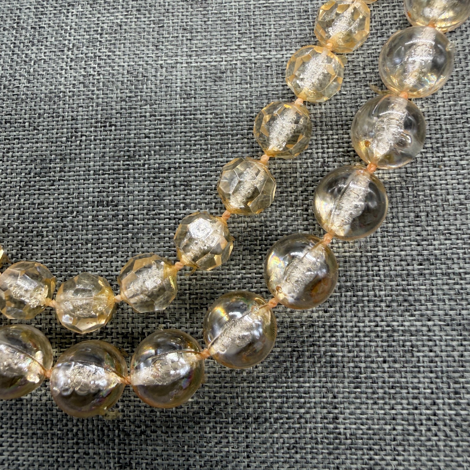 Vintage Necklace Golden Acrylic Beads Double Strand 22 Inches