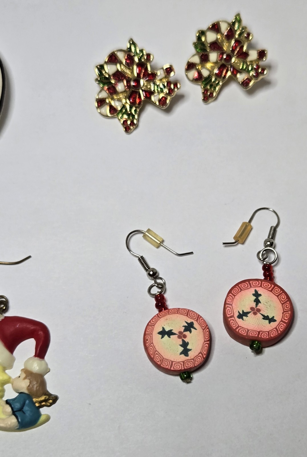 1980s Assorted Christmas Holiday Collectible Earrings Set Vintage Lot Of 7