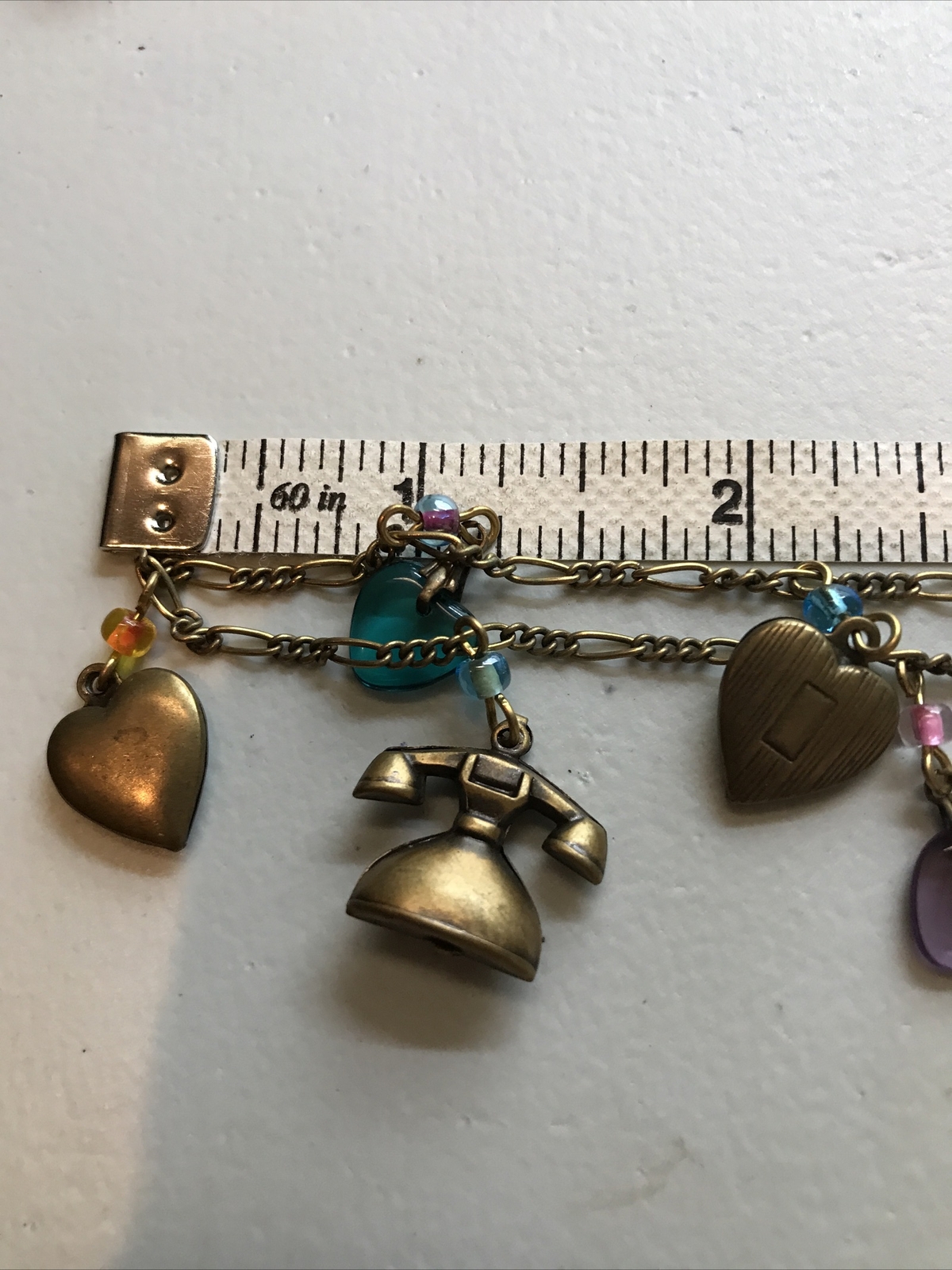 Vintage Glass Works Studio Glass & Brass Charms in Multi Colors Necklace 5