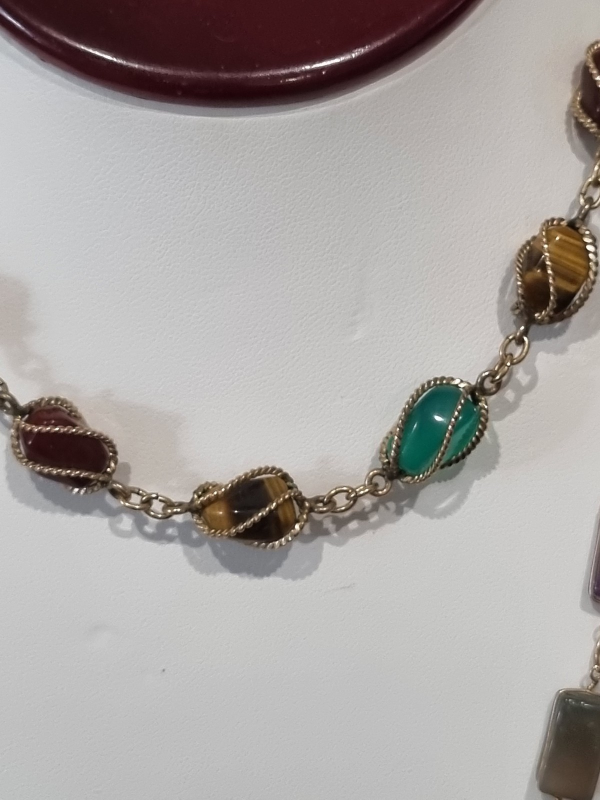 Vintage 1960s 12k Gold Filled Semi Precious stone necklaces See Video