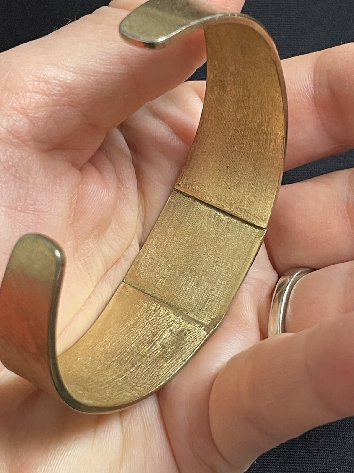 Vintage Brushed Gold-Tone Cuff Bracelet Monogram Letter P