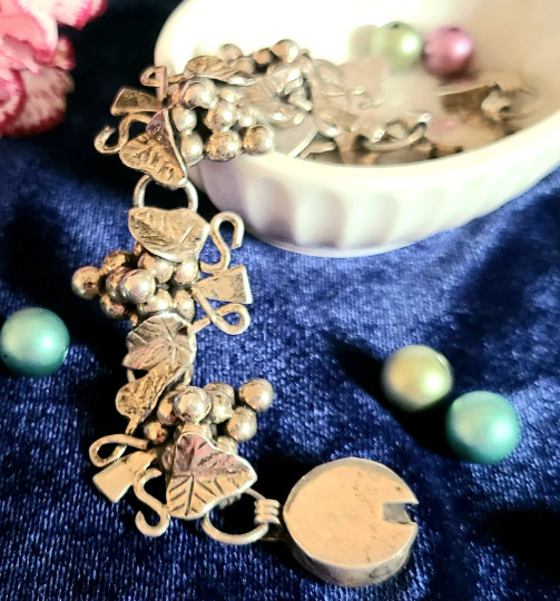 Vintage- Sterling Silver- TAXCO TS-13 Grapes Bracelet- Heavy 44g – 7.5″