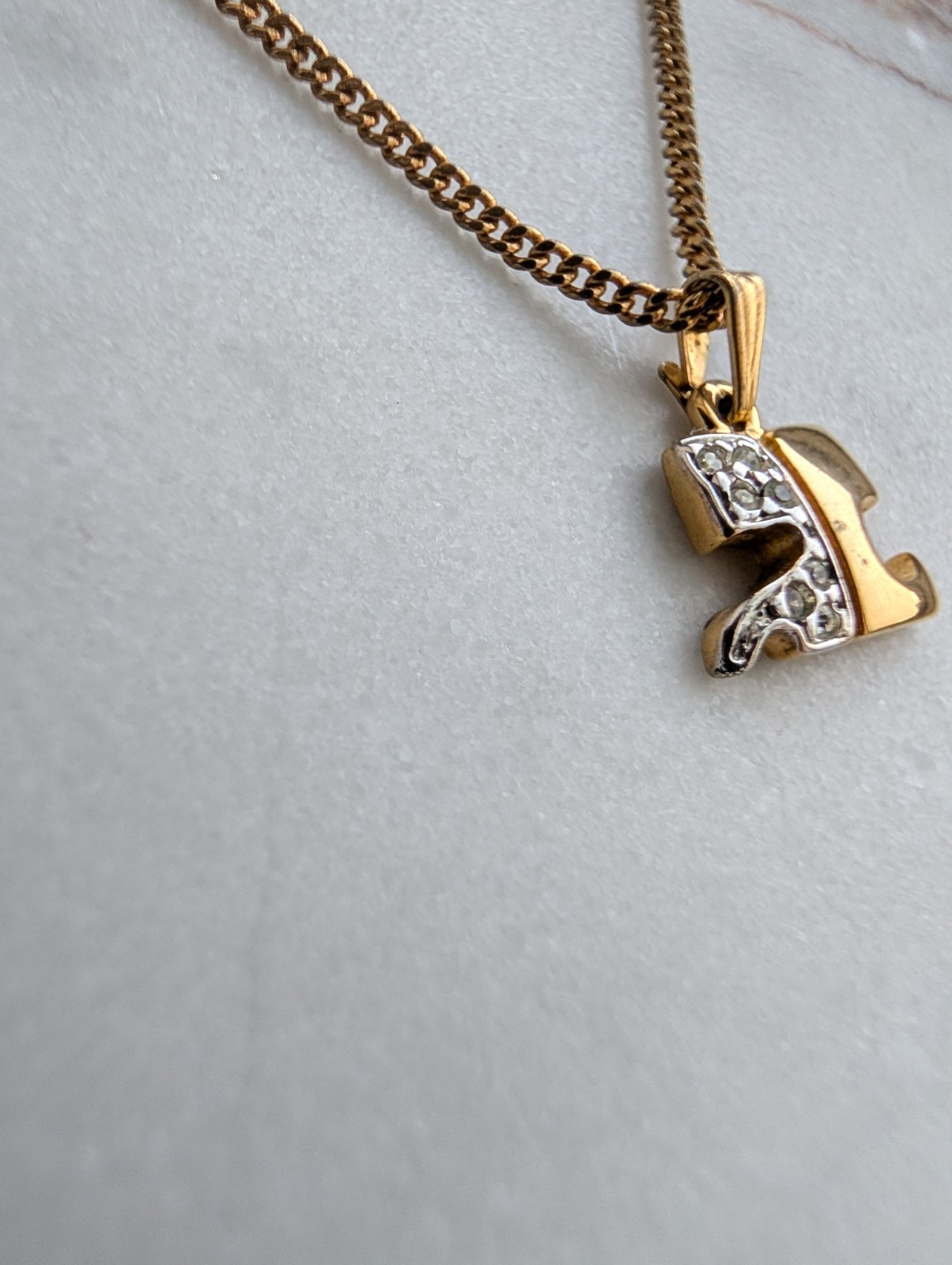 Vintage Courrèges Paris Gold-Tone Diamanté “AC” Logo Necklace