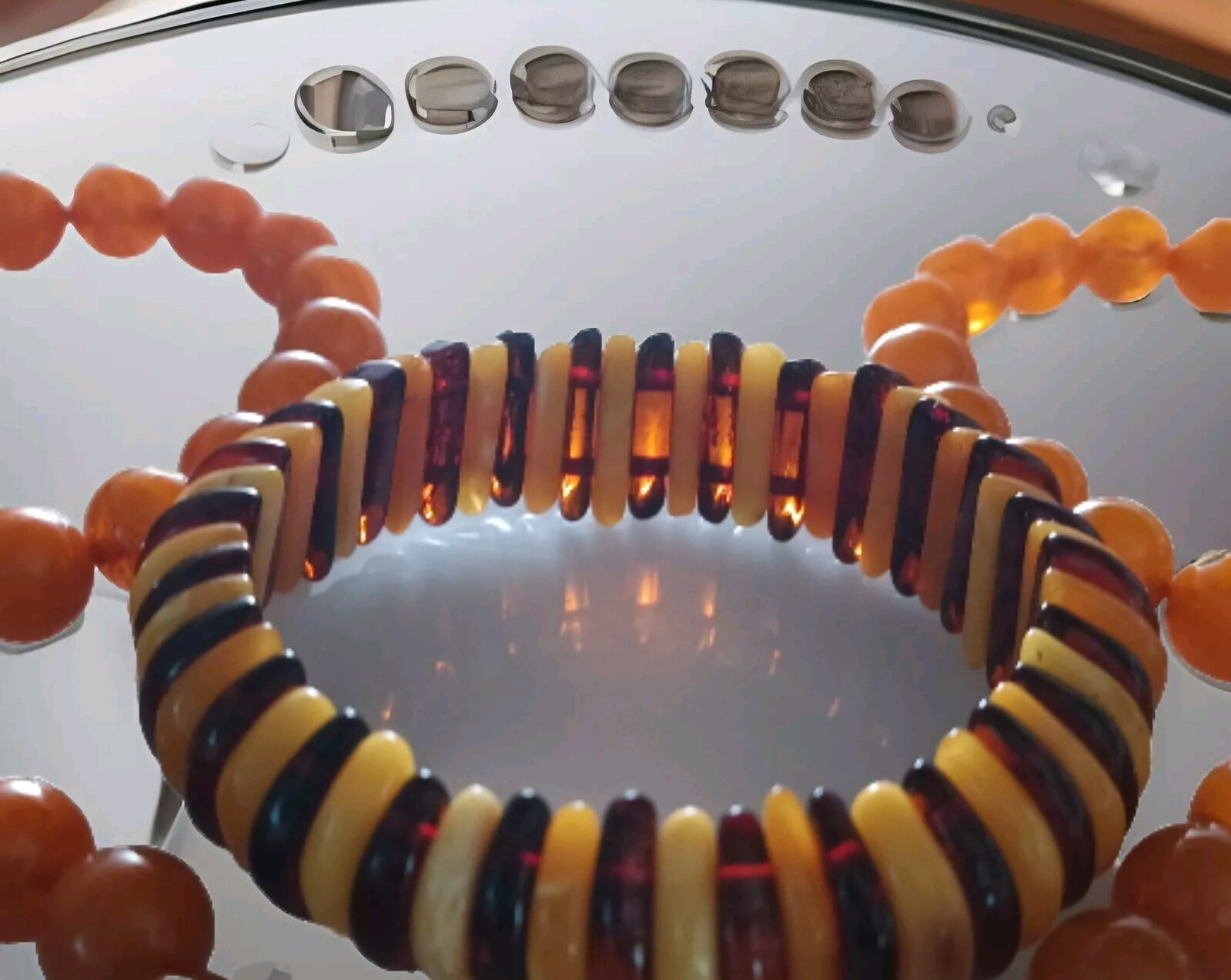 5 Baltic Amber Bead Bracelets Stretch Beaded Butterscotch 10mm From Estate