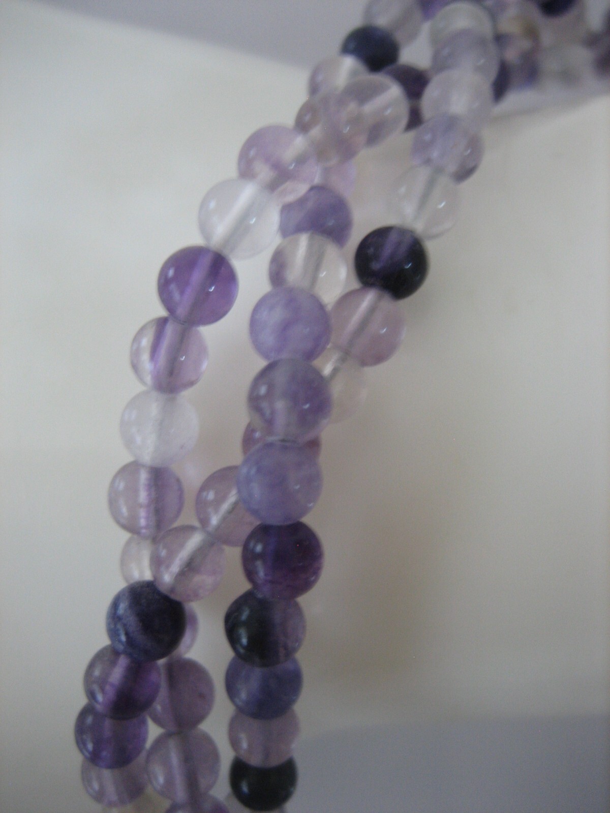 VINTAGE AMETHYST BEAD STERLING SILVER 17″ 3 STRAND NECKLACE