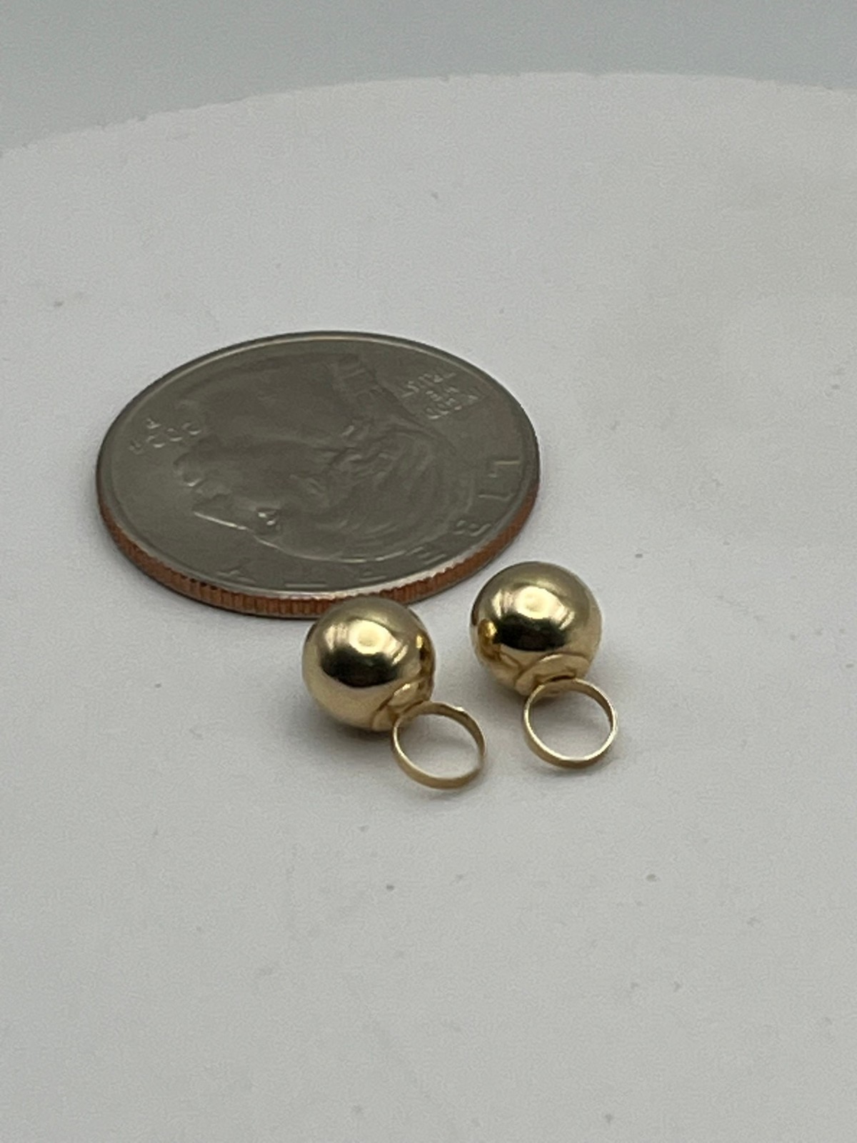Vintge 14K Solid Yellow Gold 6.8mm Gold Ball Dangle Enhancer Drop Charms Jackets