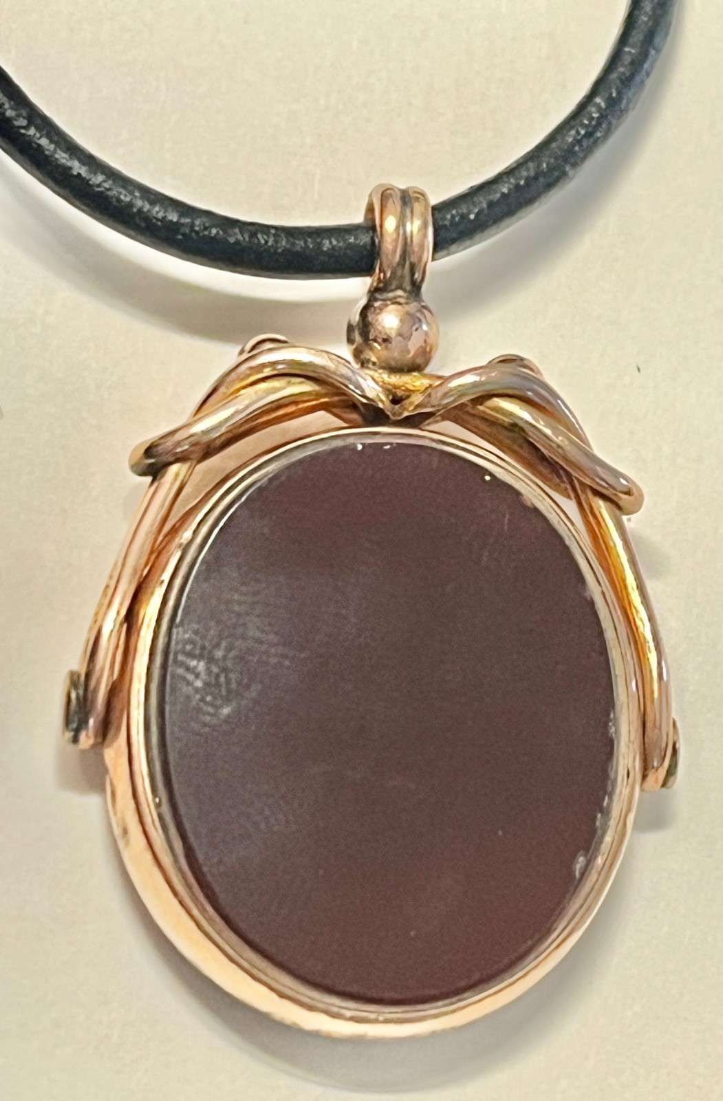 English Antique Bloodstone & Carnelian Spinner Pendant 9K