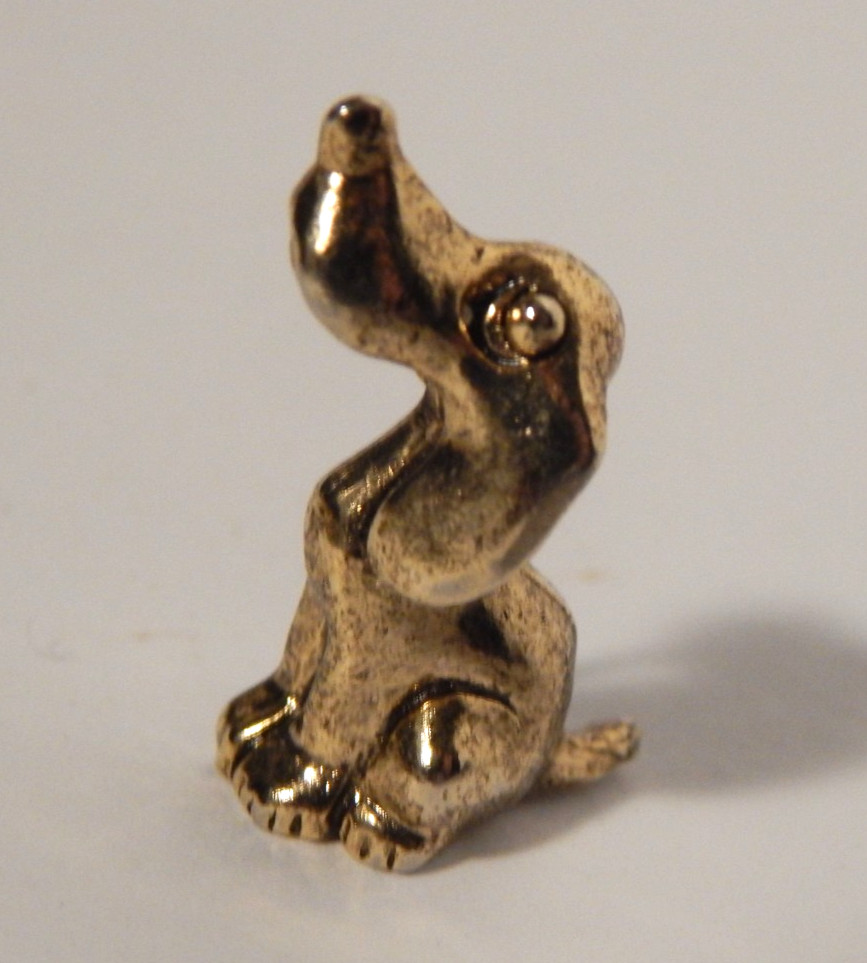 VINTAGE ZENTALL Dog Puppy BROOCH PIN SIGNED GOLD TONED Small 1″ Tall NICE