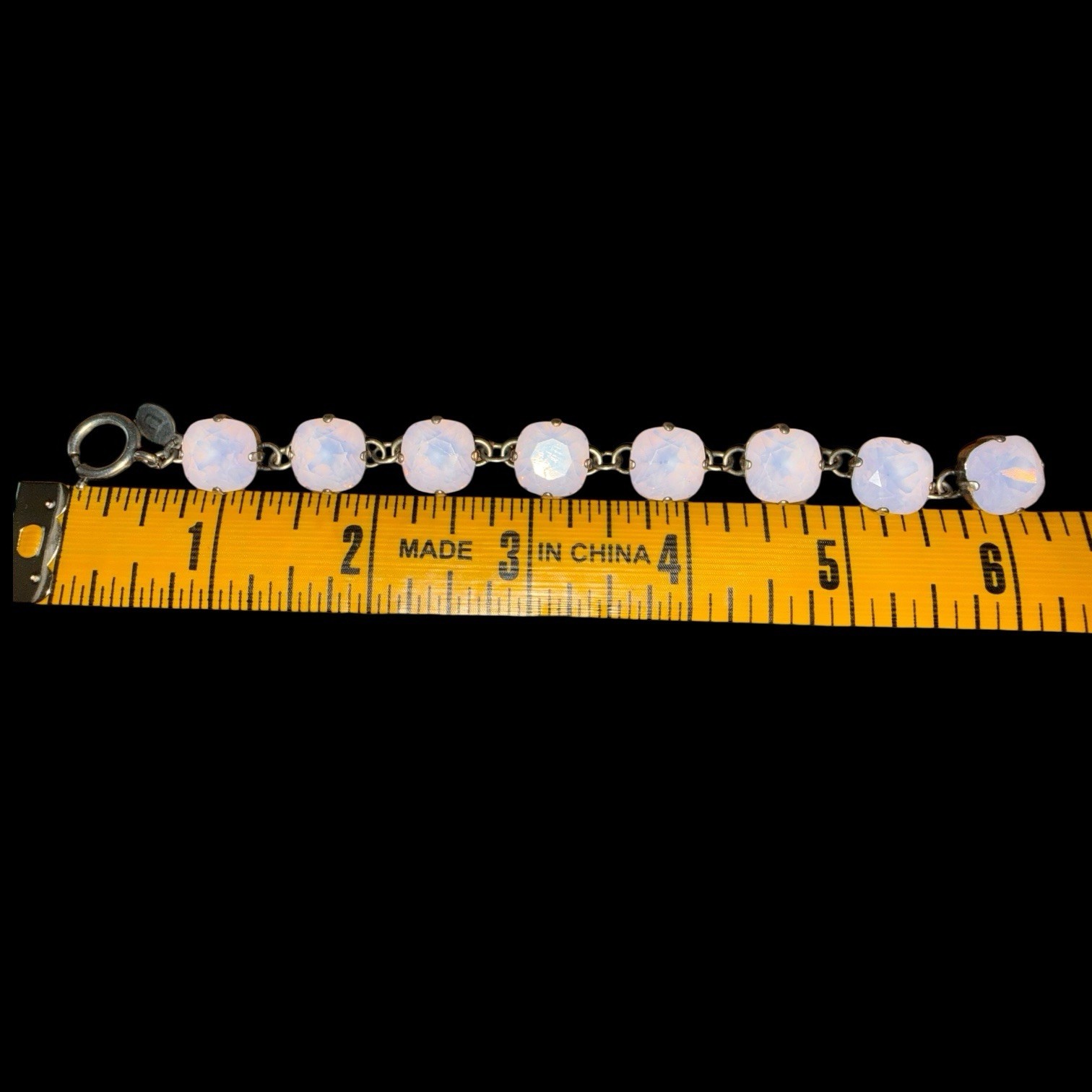 Catherine Popesco France Vintage Pink Lilac Crystal Gunmetal Bracelet