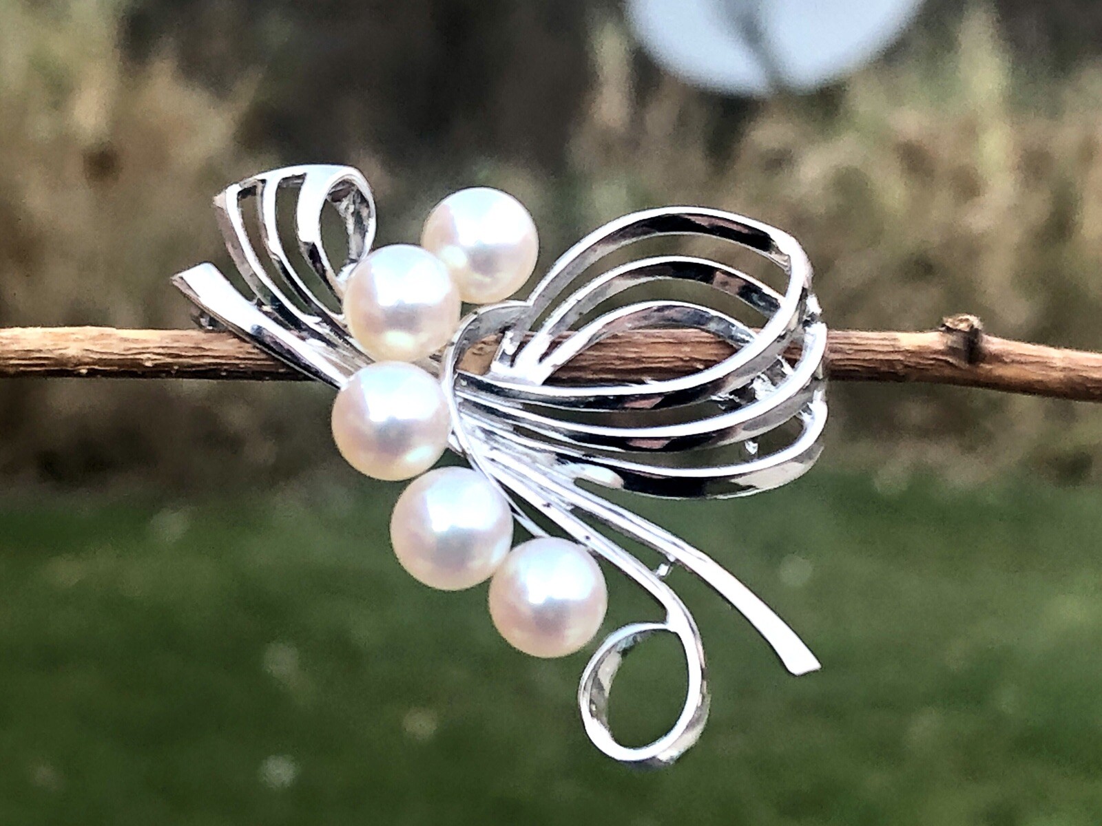 Mikimoto 5 Genuine Akoya Pearl 6.8mm JAPAN Pin Brooch 6.5g Imperial