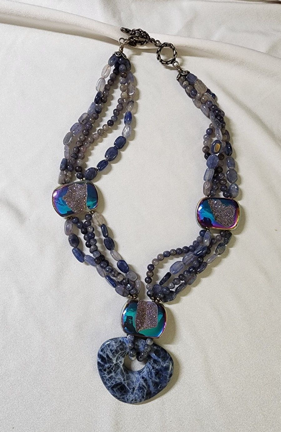 Amy Kahn Russell AKR Sterling Silver Druzy Lapis 925 Chunky Necklace Vintage
