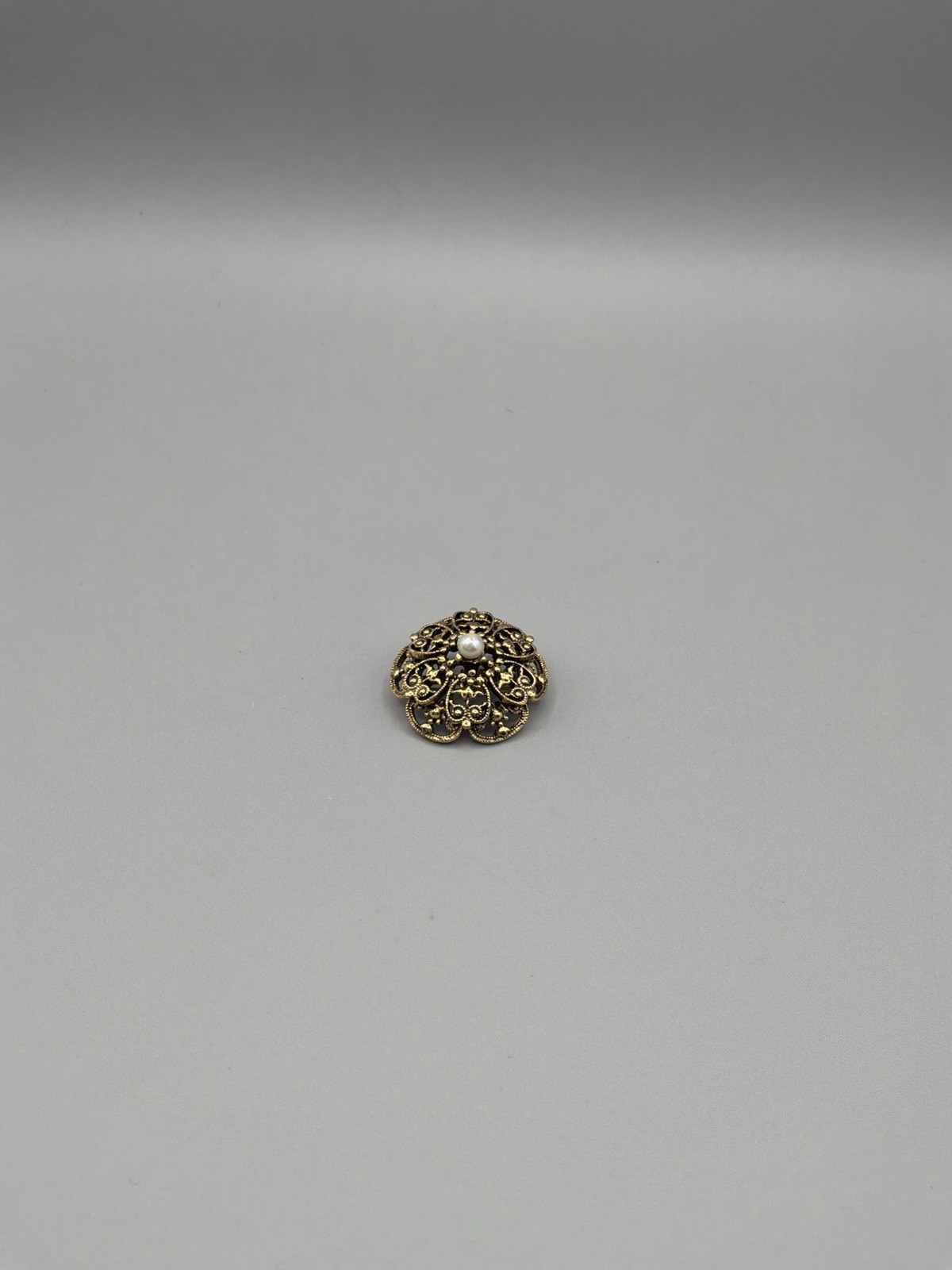 Vintage Signed TACOA Flower Pin Brooch Faux Pearl