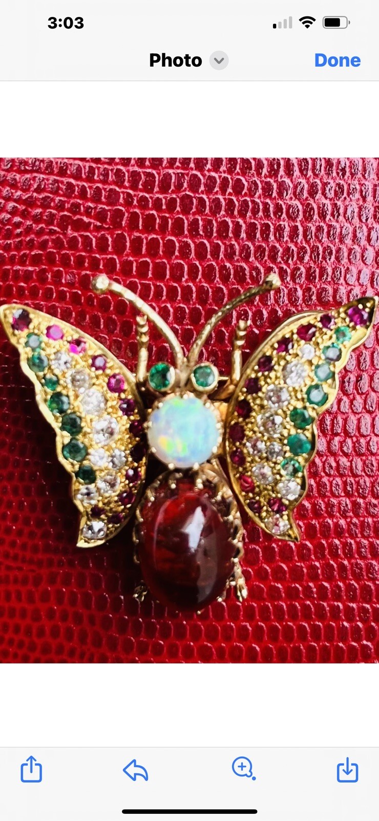 DIAMOND , GOLD ,OPAL, BUTTERFLY ,RUBY,EMERALD T= 1.80 CT PENDANT BROOCH 15.10 GR