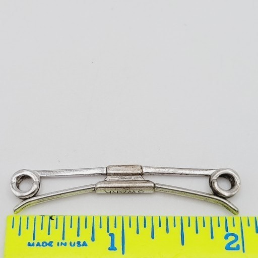 Swank 1930s Sterling Silver Collar Bar Stay Clip Patent 75818 Curved Flex Design