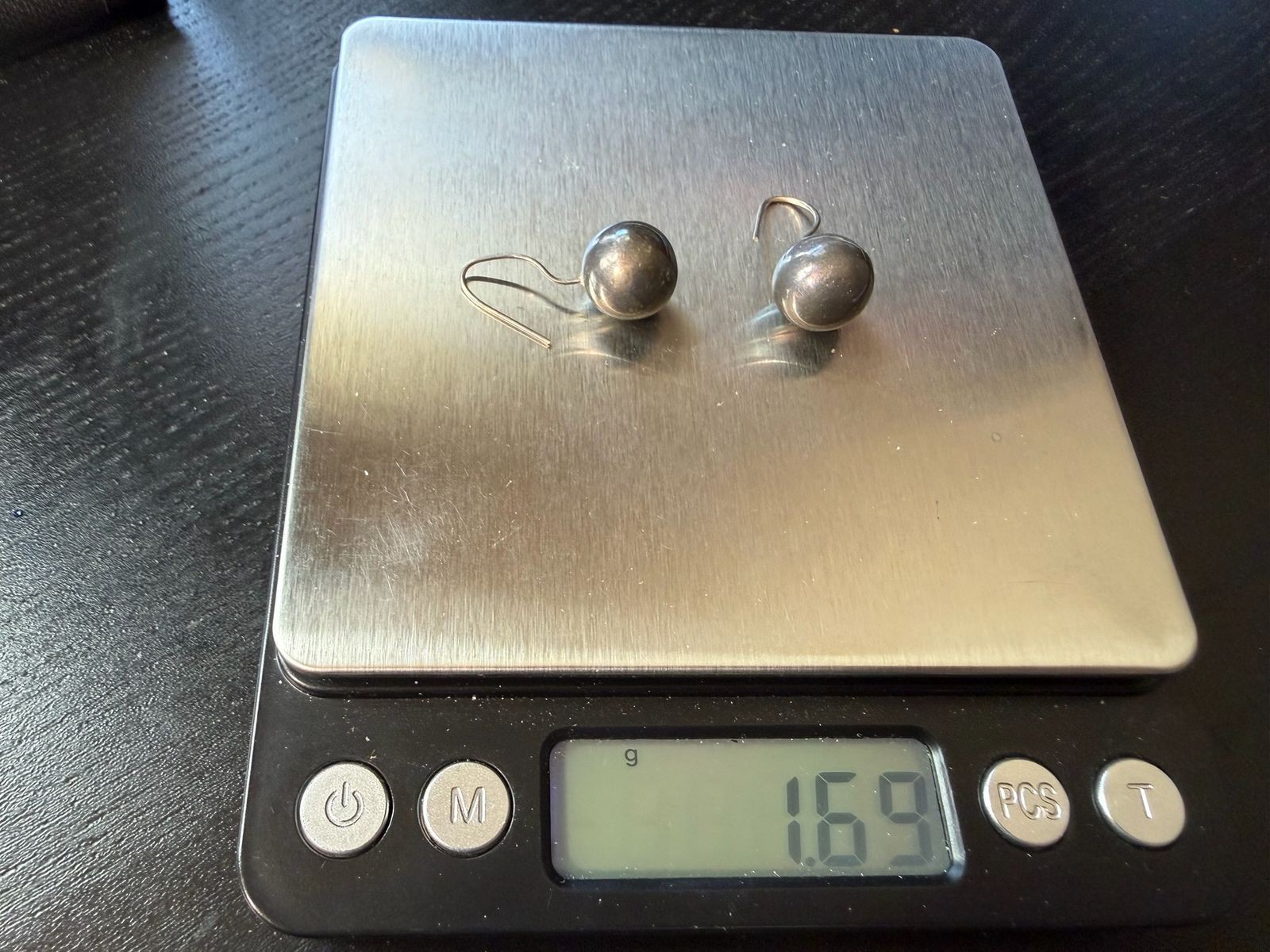1.69g Vintage Sterling Silver 925 Round Ball Drop Dangle Earrings Classic M