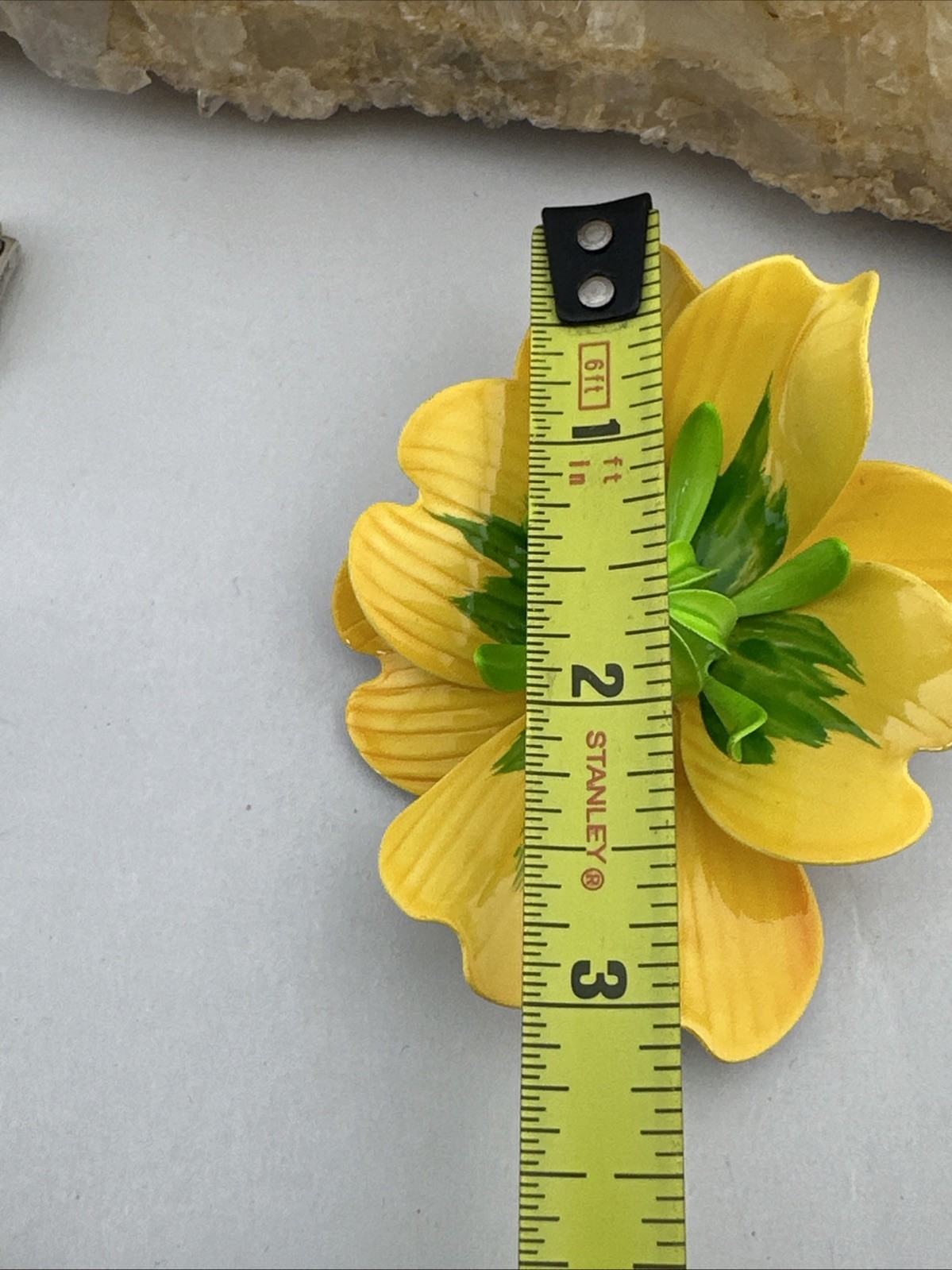 Vintage Lemon Yellow Lime Green Enamel Metal Brooch