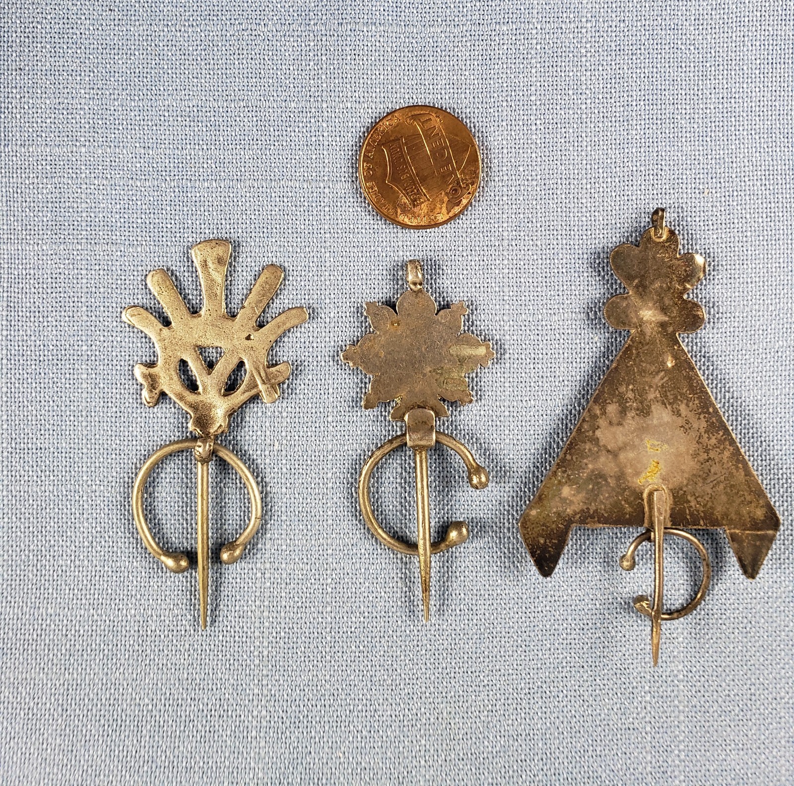 Lot 3 silver Berber Moroccan Fibula Kabyle brooch pins enamel corals