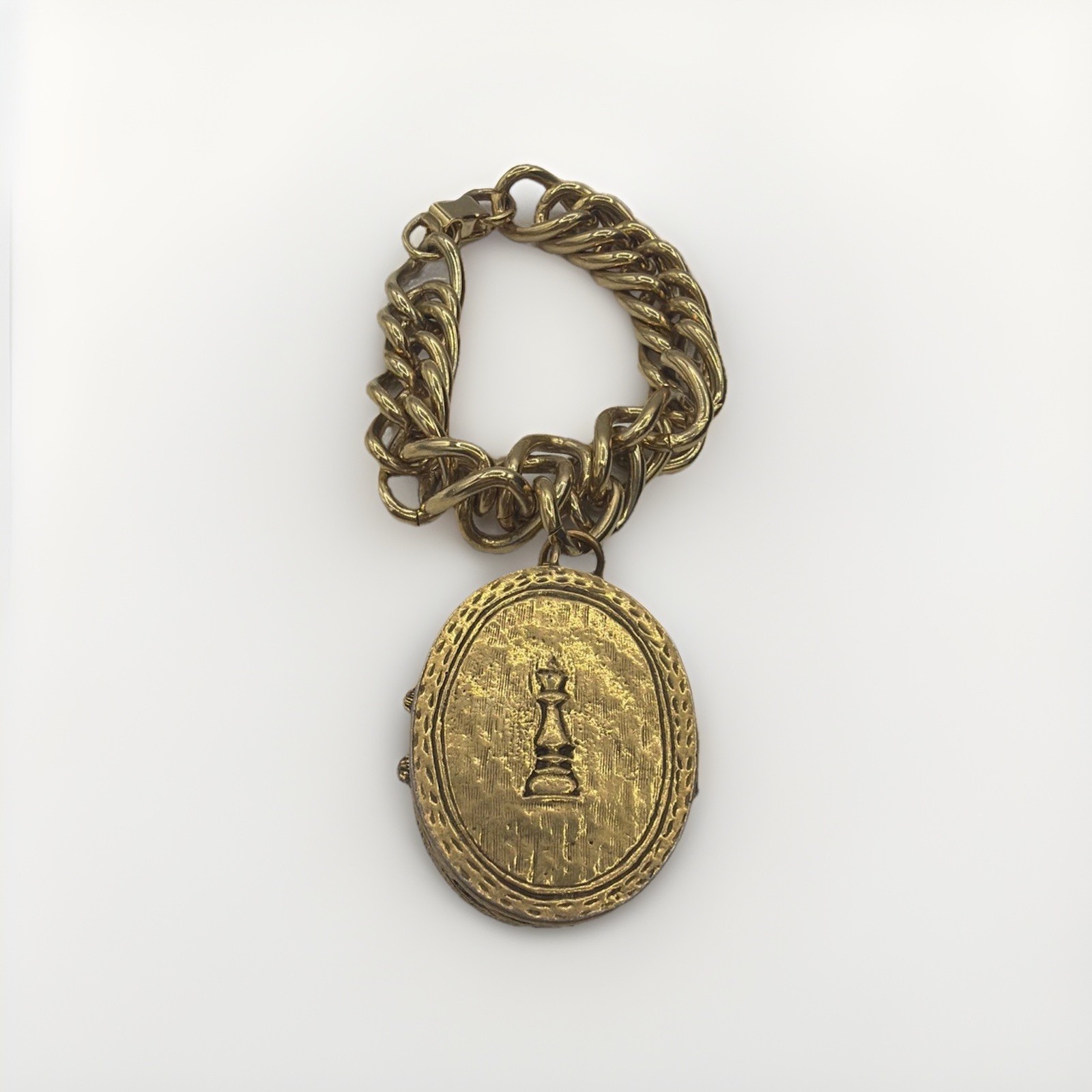 Vintage Mary Chess Gold‑Tone Locket Bracelet Collectable Perfume Jewelry