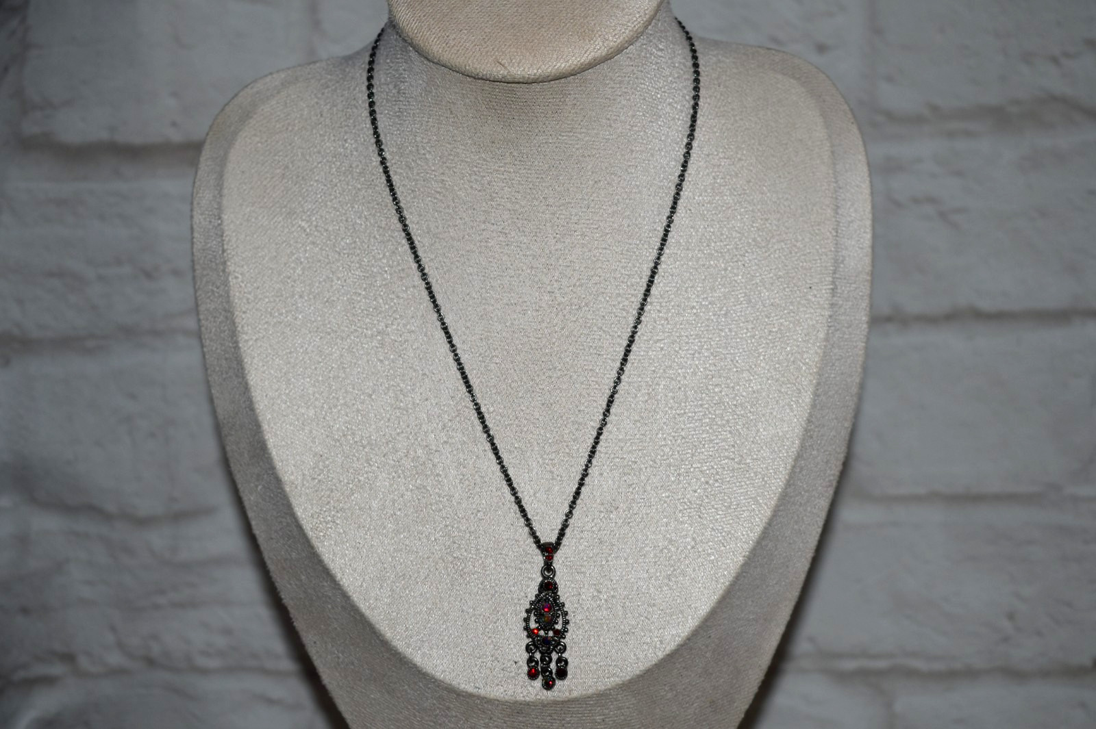 1928 Brand AB Red Rhinestones Necklace 16″ B1