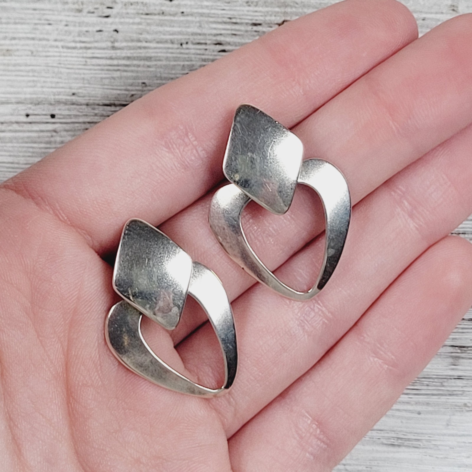 VINTAGE STERLING SILVER DANGLE DROP EARRINGS 925 PRETTY DESIGN CLASSIC