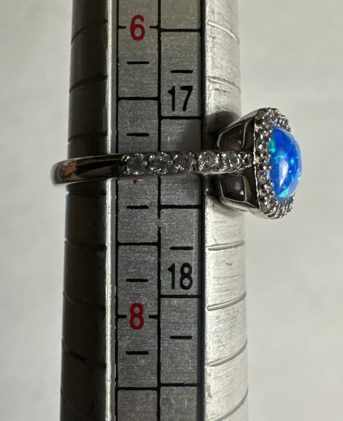 Sterling Silver Signed PAJ 925 CN Blue Opal Ring Size 7
