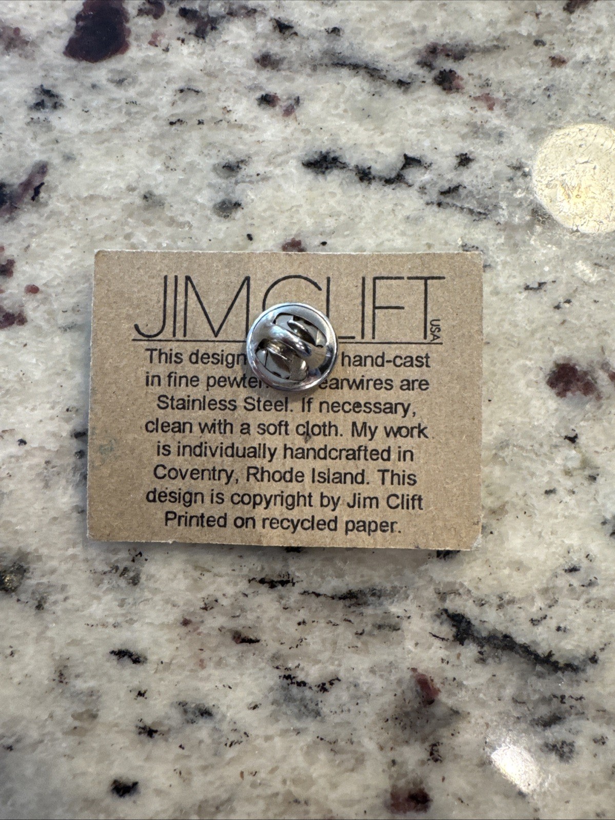 Jim Clift Silver Tone Pewter Pineapple Lapel Pin