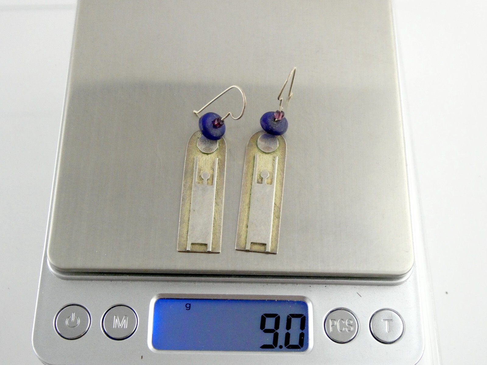 Vtg Artisan Handmade Sterling Silver Person Worshipping Sun Earrings 9g 2.25 In