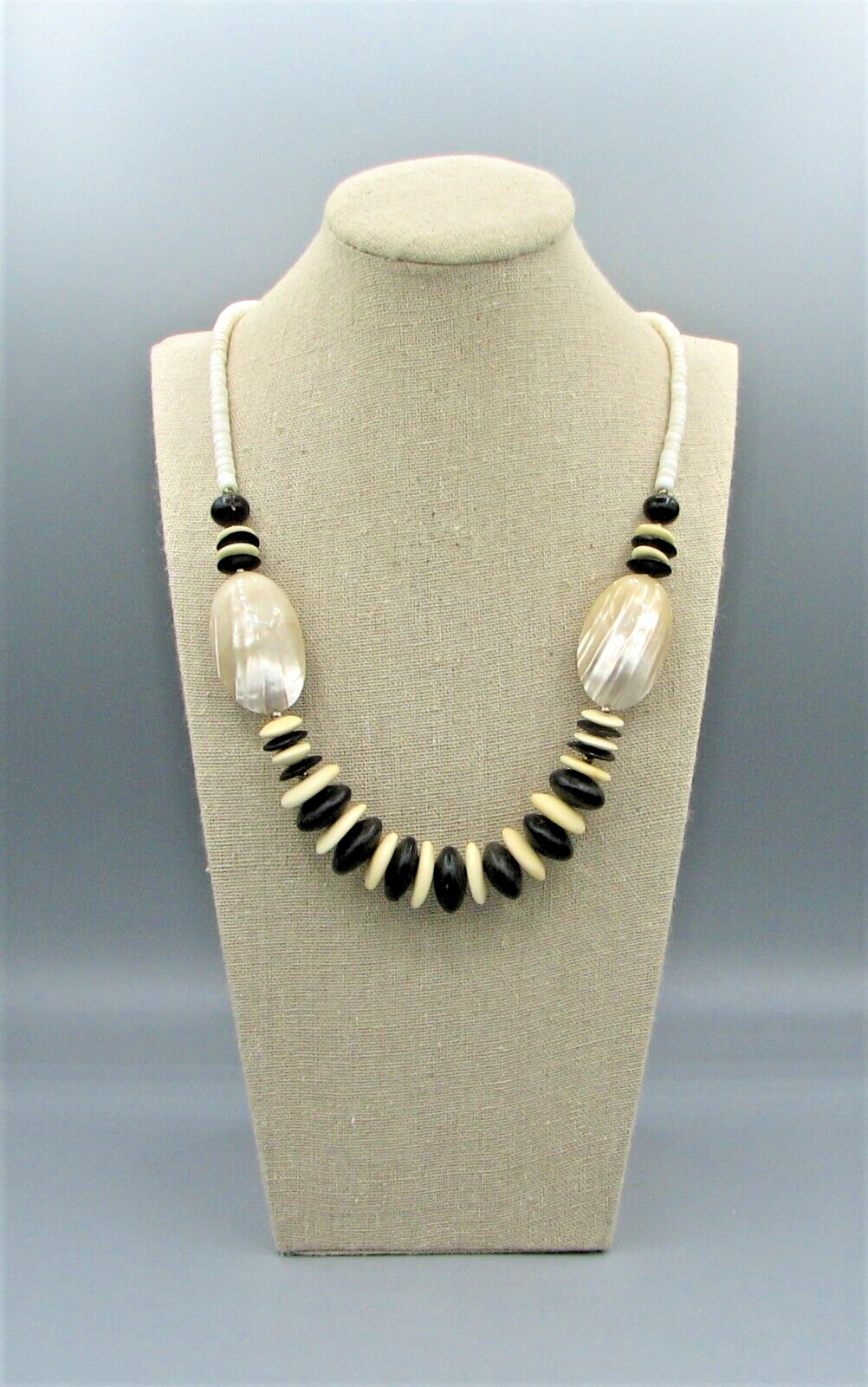 Vintage Exceptional MOP And Shell Heishi Necklace #5569 Free Shipping