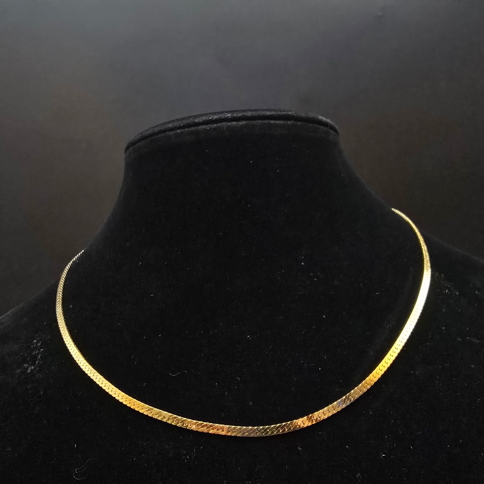 14K Gold Plated Herringbone Chain Necklace Gold Tone 18 Inch Costume Jewelry