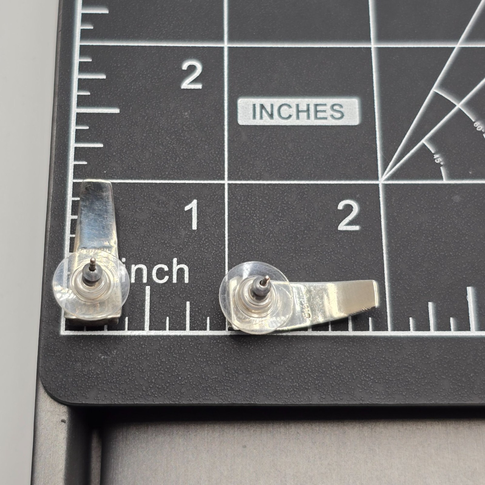 Vintage Sterling Silver Sugilite Opal Inlay Stud Earrings Tapered Statement