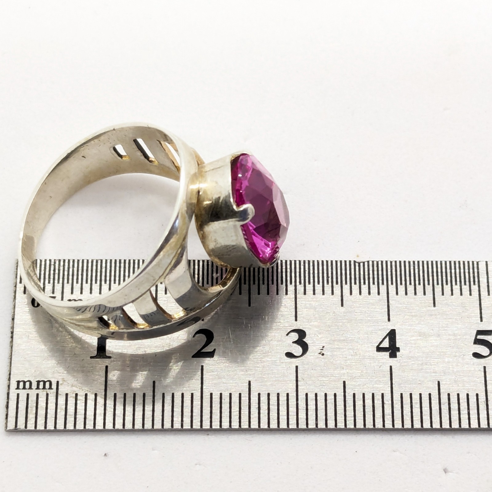 Vintage Luxury Soviet RING Silver⭐️875 with Big Bright Ruby -10.5US (20mm) | #77