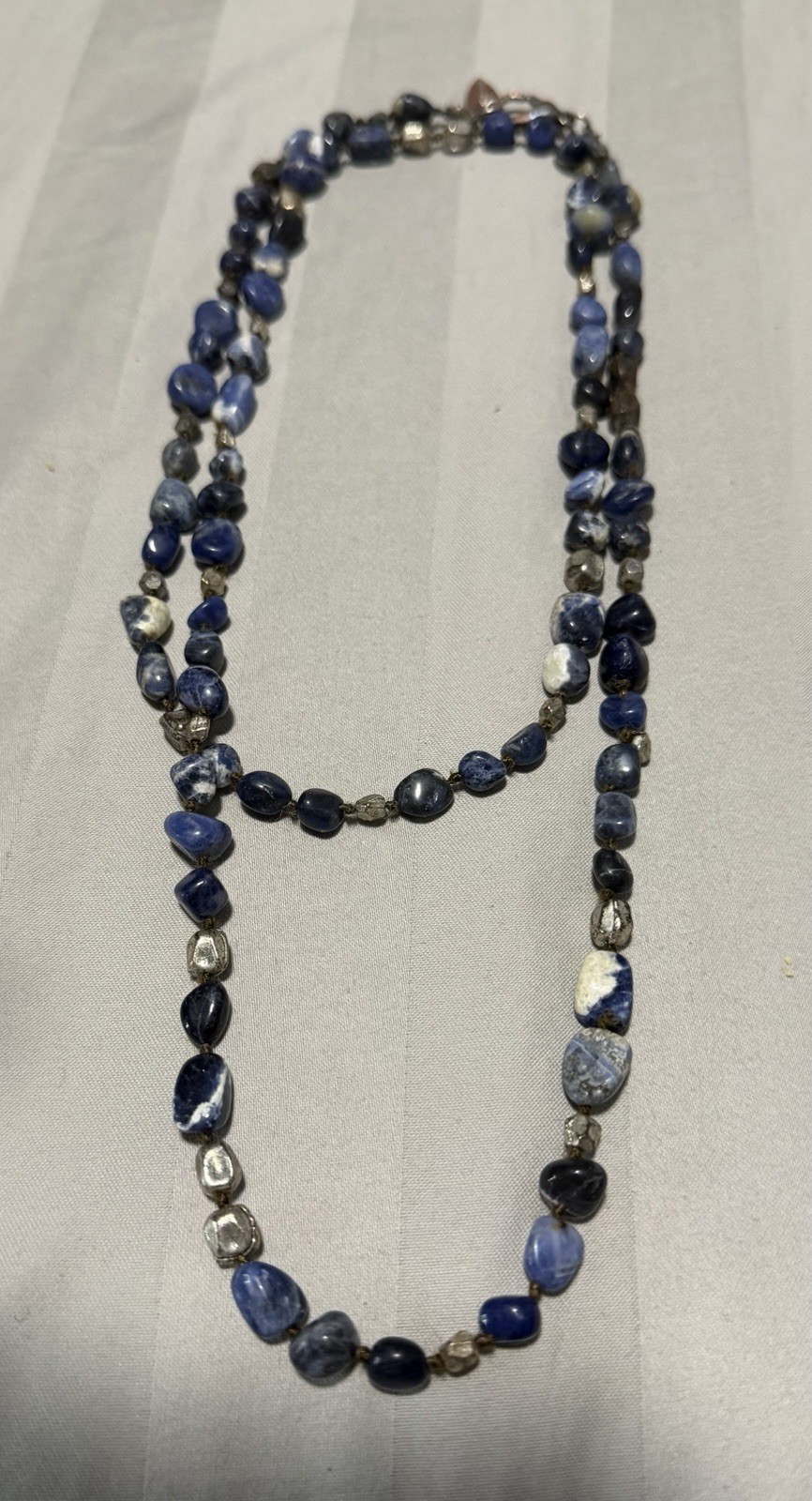 VTG Coldwater Creek Indigo Blue Stone 38 Necklace and Clip Earrings Set