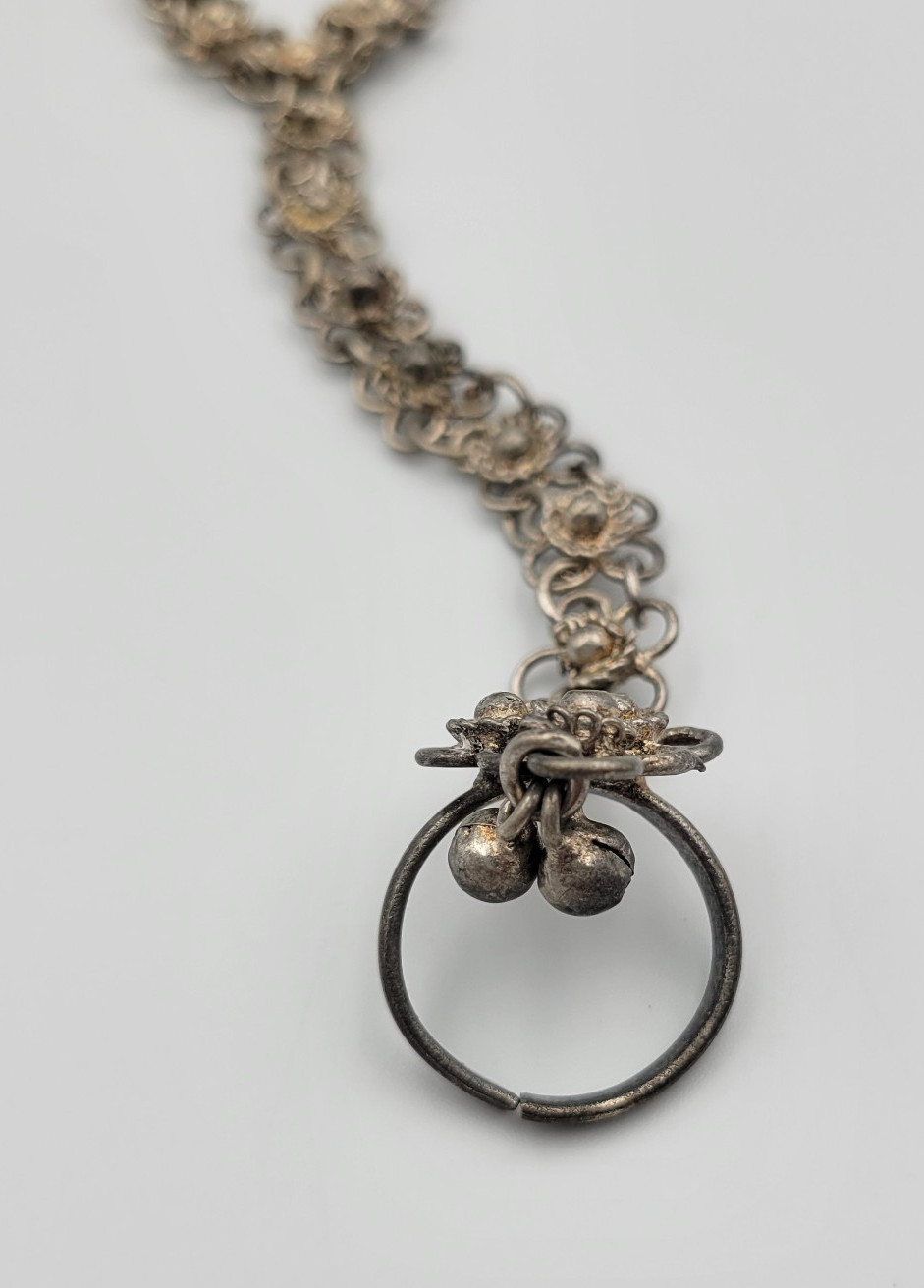 Vintage Turkish Bohemian Hand Harness Chain Bracelet Ring Combo Silver Tone
