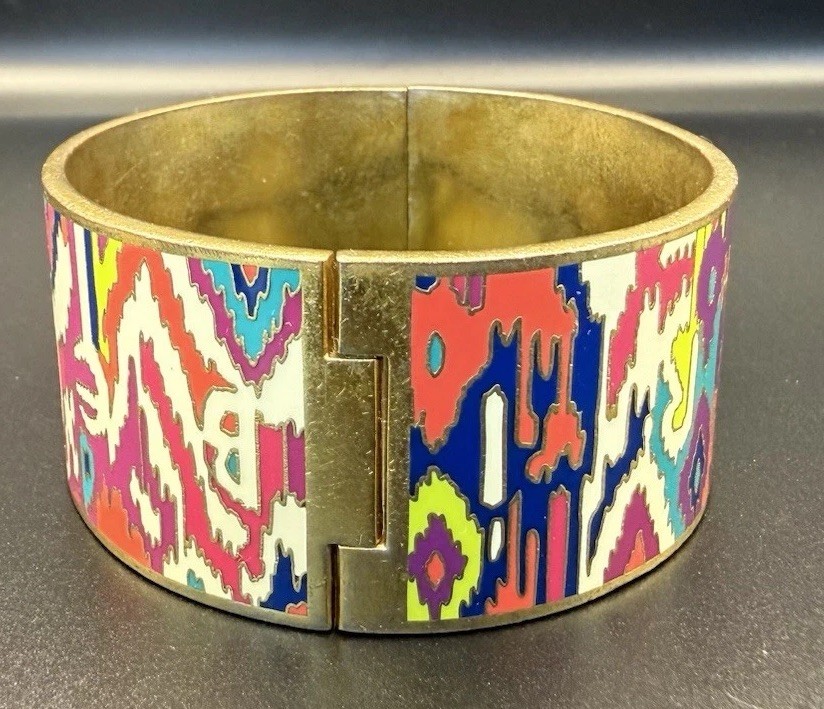 Y2K Henri Bendel Ny Tribal Inspired multicolored Enameled Inkat Bracelet Bangle