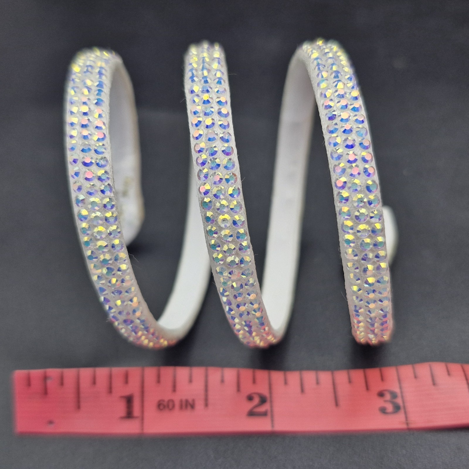 Rene Caovilla Italy White Cleo Snake Wrap Bracelet Leather Rhinestones
