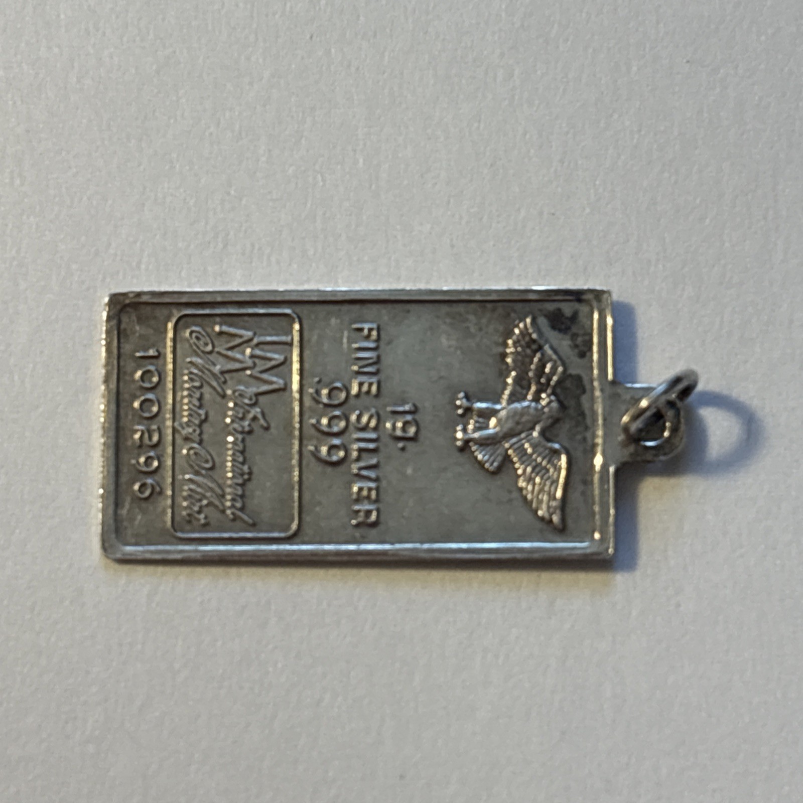 Vintage Sterling Silver .999 IMM Eagle Bar Charm Bullion Style 1.03g