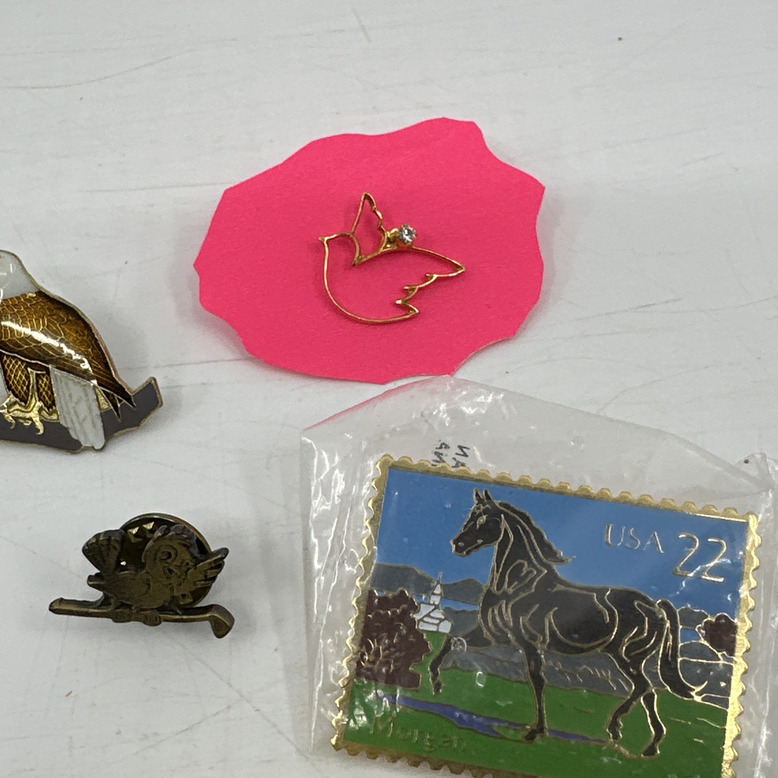 Vintage Animal Enamel Pin Lot Birds Panda Wildlife Cloisonne Gold (PIN-1)