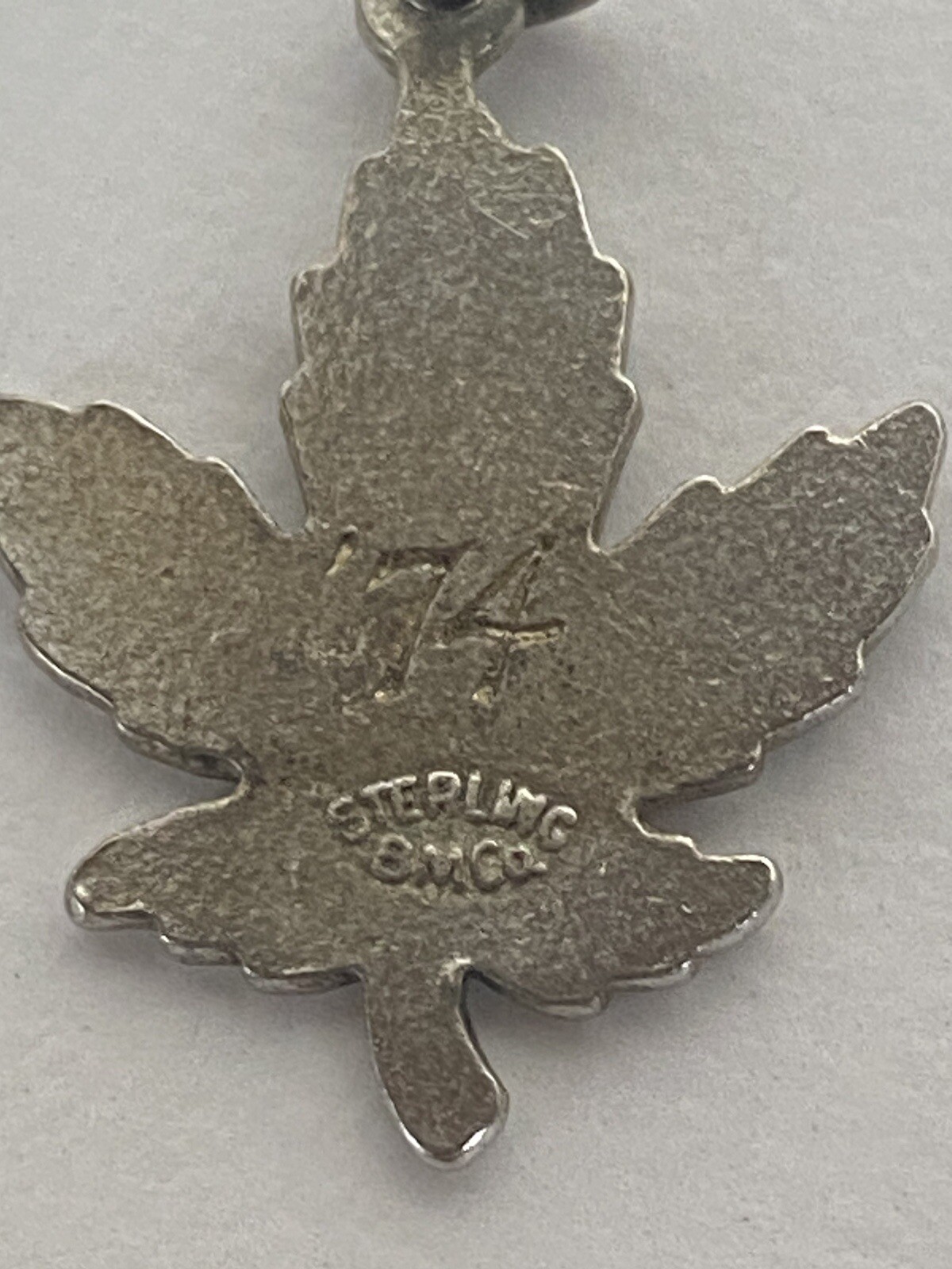 VIntage Sterling Slver Charm Bamff Canada Souvenir Enamel Maple Leaf BM co